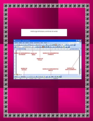 PARTES QUE INTEGRAN LA INTEFASE DE WORD
 