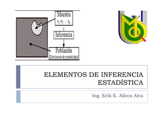ELEMENTOS DE INFERENCIA
ESTADÍSTICA
Ing. Erik E. Allcca Alca

 