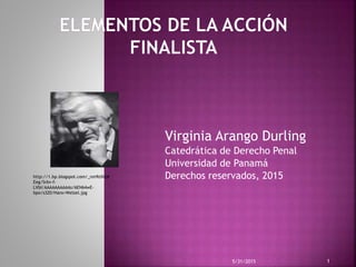 por
Virginia Arango Durling
Catedrática de Derecho Penal
Universidad de Panamá
Derechos reservados, 2015
5/31/2015 1
http://1.bp.blogspot.com/_nm9zihQK
Eeg/Srbv-f-
LVbI/AAAAAAAAAAs/6EN64wE-
bpo/s320/Hans+Welzel.jpg
 
