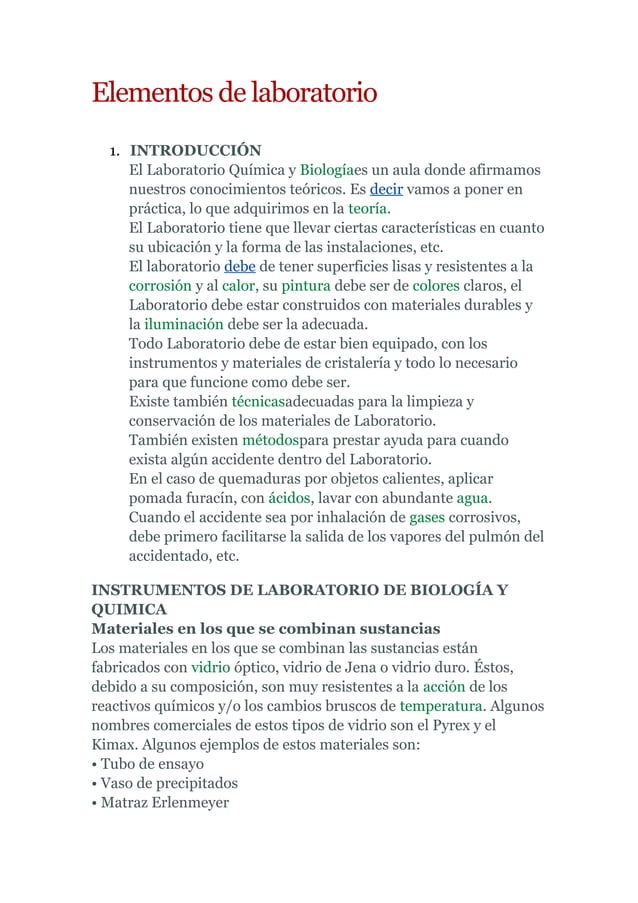 Elementos de laboratorio monografia PDF