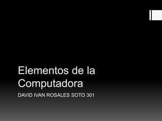 Elementos de la
Computadora
DAVID IVAN ROSALES SOTO 301
 