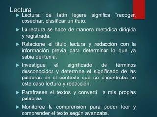 Elementos de la lectura y escritura | PPTX