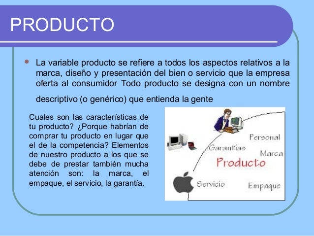 Elementos de la mezcla de mercadotecnia