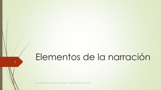 Elementos de la narración
Prof. Samuel Perrino Martínez. SEK Les Alpes. "Los elementos de la narración"
1
 