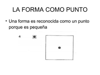 LA FORMA COMO PUNTO Una forma es reconocida como un punto porque es pequeña 