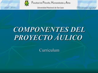 COMPONENTES DEL PROYECTO ÁULICO   Curriculum 