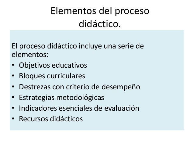 Elementos del proceso didactico
