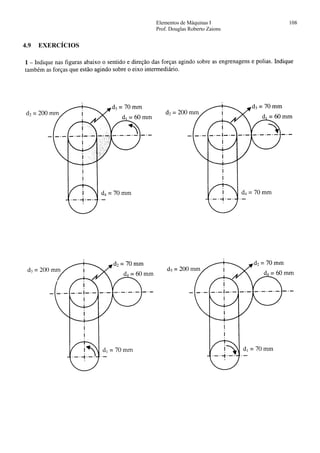 Elementos de Máquinas I 108
Prof. Douglas Roberto Zaions
4.9 EXERCÍCIOS
 