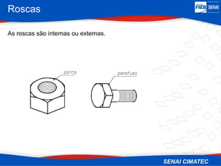 Roscas
As roscas são internas ou externas.
 