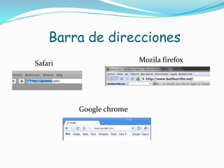 Barra de direccionesMozilafirefoxSafariGoogle chrome