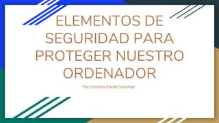 ELEMENTOS DE
SEGURIDAD PARA
PROTEGER NUESTRO
ORDENADOR
Por Cristina Pardo Sánchez
 