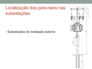 Localização dos para-raios nas
subestações


• Subestações de instalação exterior:
 