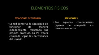 ELEMENTOS FISICOS
ESTACIONES DE TRABAJO
• La red conserva la capacidad de
funcionar de manera
independiente, realizando su...