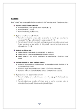 Elementos estructurales de la narración