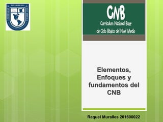 Elementos,
Enfoques y
fundamentos del
CNB
Raquel Muralles 201600022
 