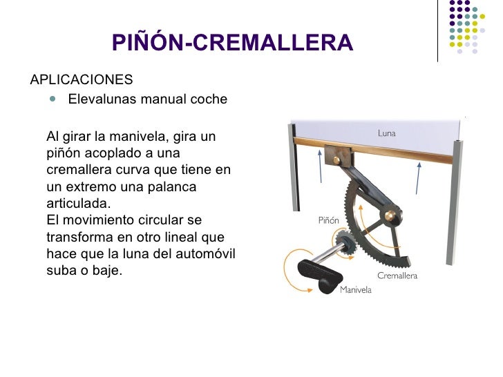 Piñon cremallera aplicaciones