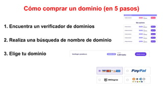 Cómo comprar un dominio (en 5 pasos)
1. Encuentra un verificador de dominios
2. Realiza una búsqueda de nombre de dominio
3. Elige tu dominio
 