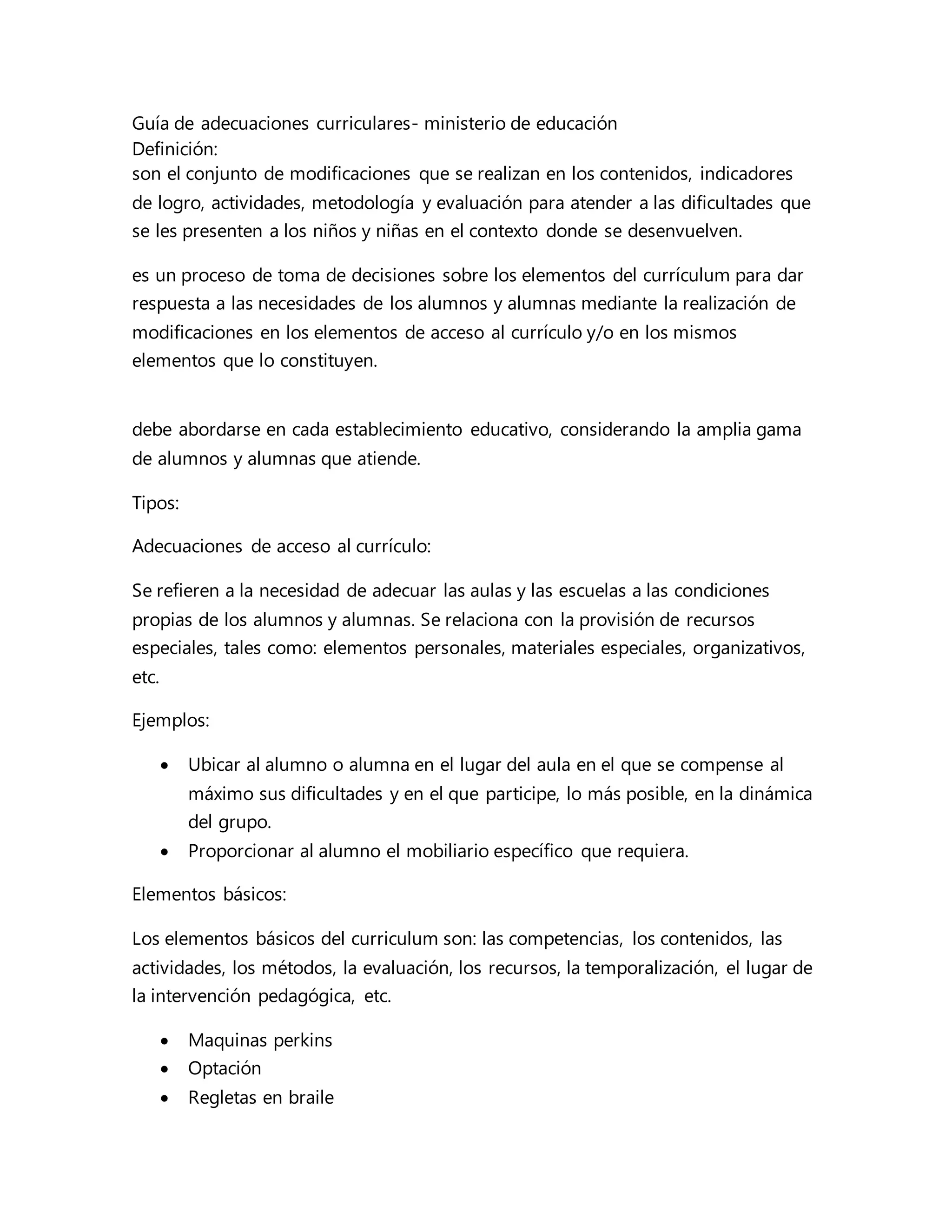 Elementos para una adecuacion curricular PDF