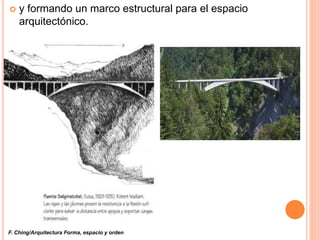  y formando un marco estructural para el espacio
arquitectónico.
F. Ching/Arquitectura Forma, espacio y orden
 