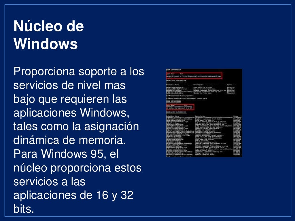 Elementos principales del sistema operativo de windows