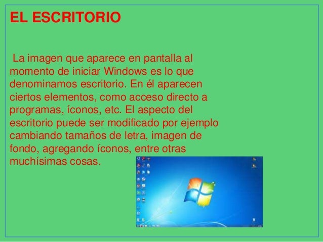 Elementos principales del sistema operativo de windows