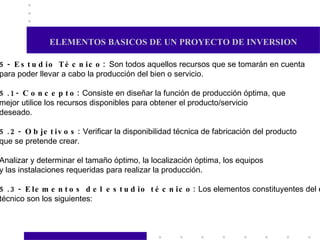Elementos Proyecto De Inversion | PPT