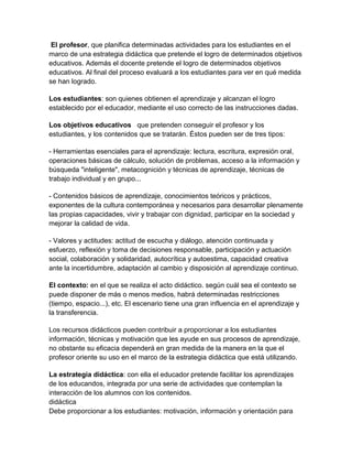 Elementos que intervienen el el proceso de enseñanza y aprendisaje | DOCX