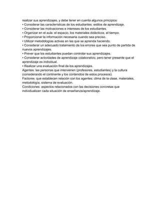 Elementos que intervienen el el proceso de enseñanza y aprendisaje | DOCX