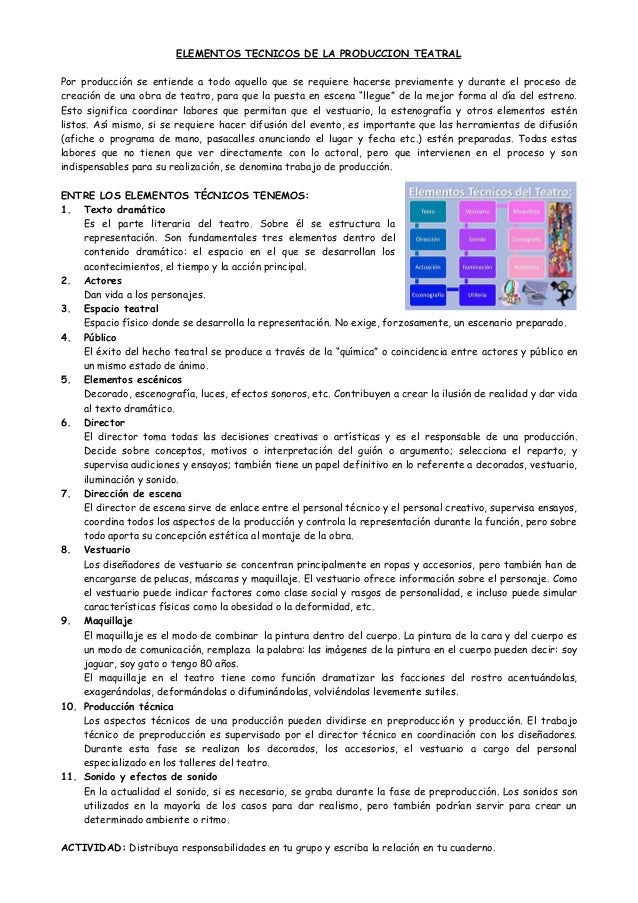 Elementos tecnicos de la produccion teatral