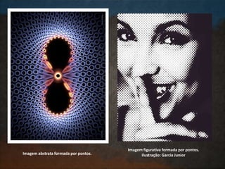 Imagem figurativa formada por pontos.
Ilustração: Garcia JuniorImagem abstrata formada por pontos.
 