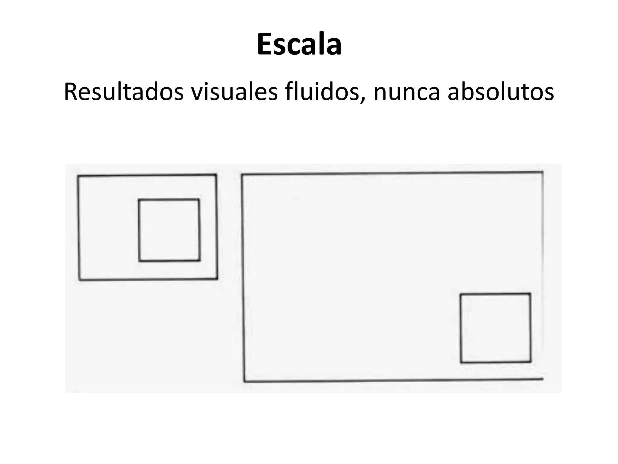 Escala
Resultados visuales fluidos, nunca absolutos
 
