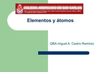 Elementos y átomos



        QBA miguel A. Castro Ramírez
 