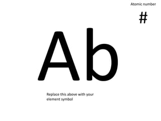 Atomic number
#
Replace this above with your
element symbol