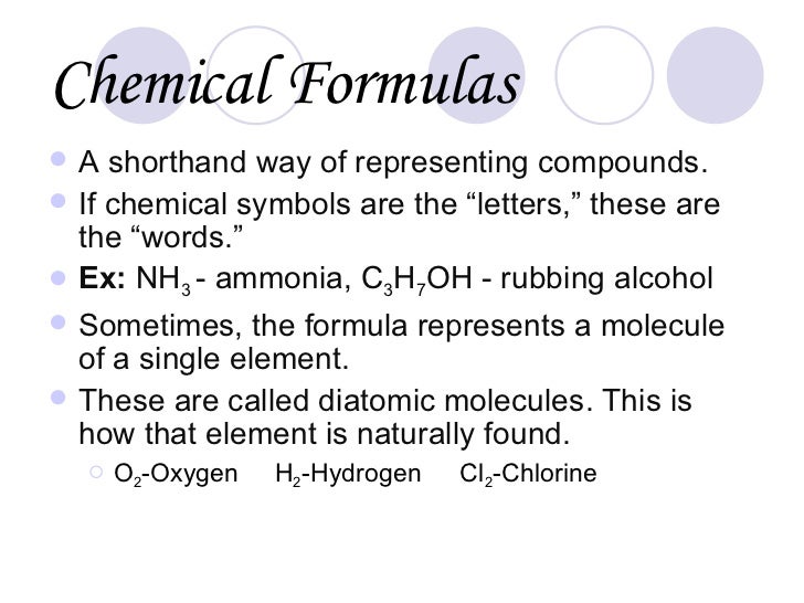 elements and compounds shorthand form chemistry