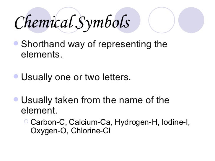 elements and compounds shorthand form chemistry