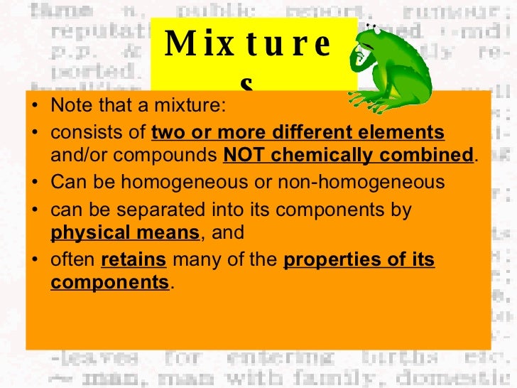 Elements Compounds Mixtures