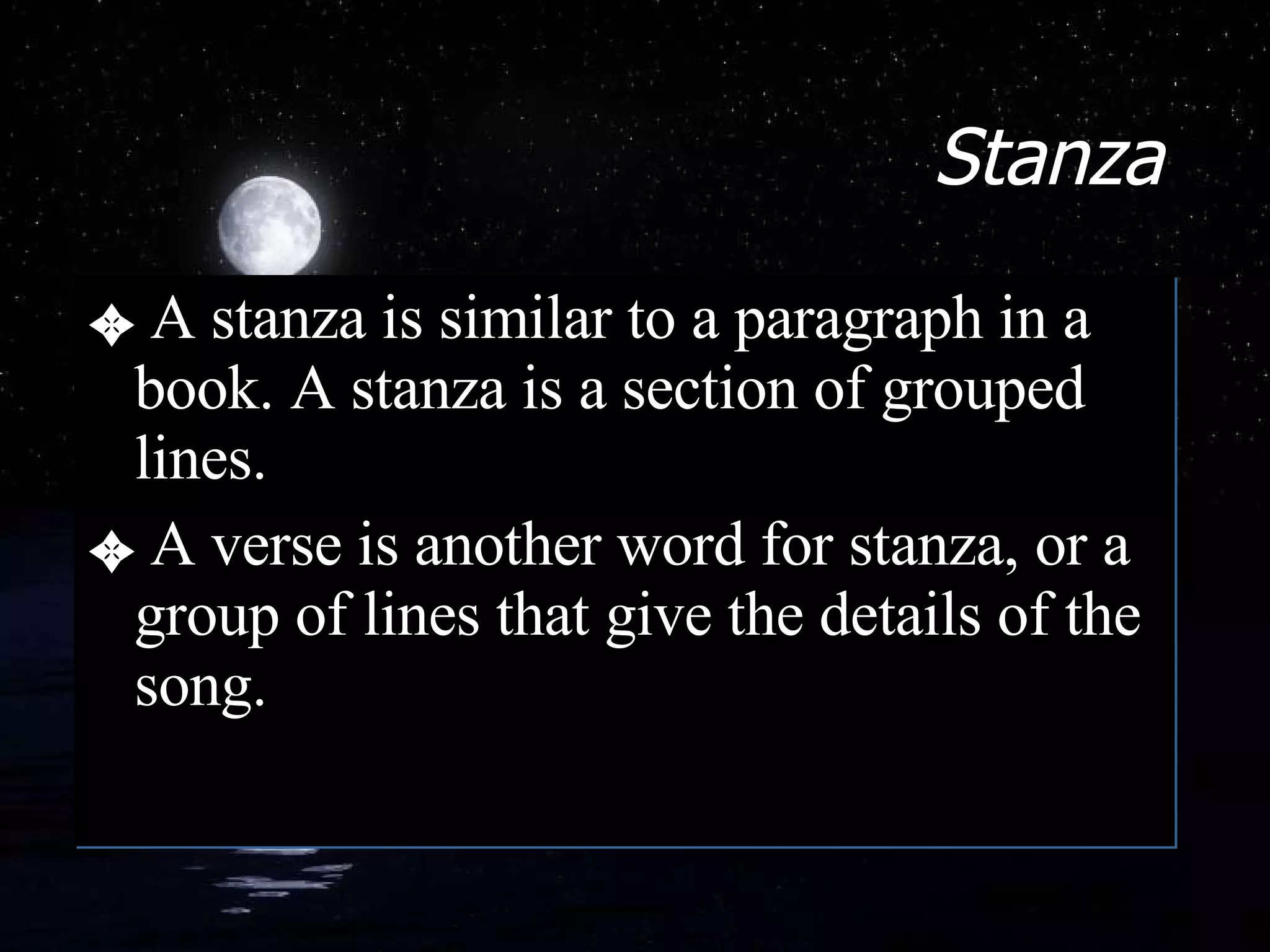 Stanza Song Example Elements Of A Song | PPT