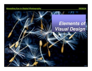 Revealing Eye in Digital Photography             DE002A




                                         Elements of
                                       Visual Design
 