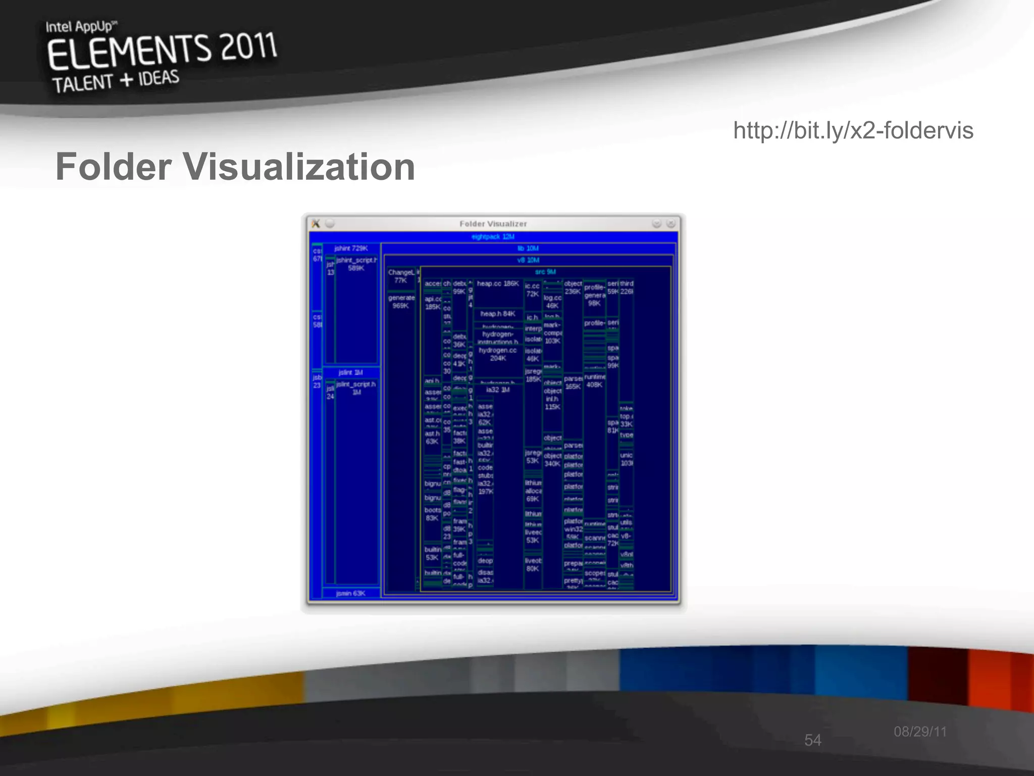 http://bit.ly/x2-foldervis
Folder Visualization




                                        08/29/11
                              54
 