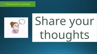I. Activating Prior Knowledge
Share your
thoughts
 