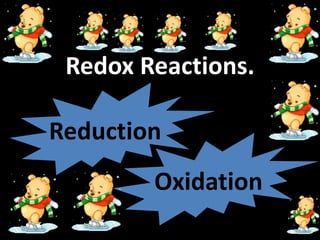 Redox Reactions.
Oxidation
Reduction
 