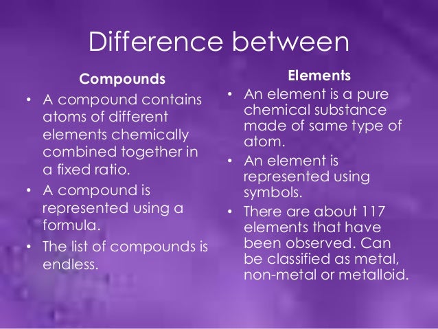 what is the difference between element and compound