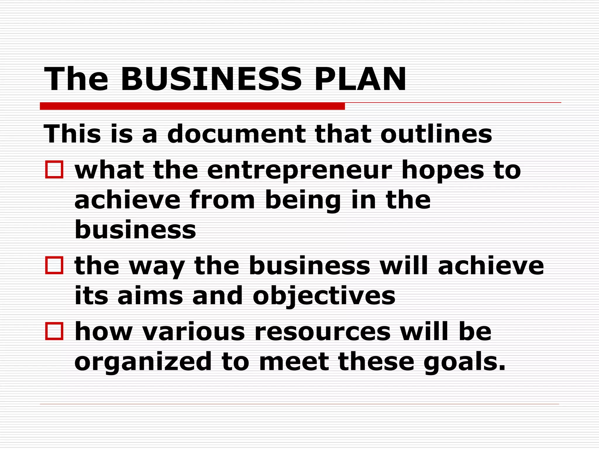 Elements of a Business Plan PPT