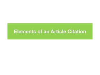 Elements of an Article Citation 
