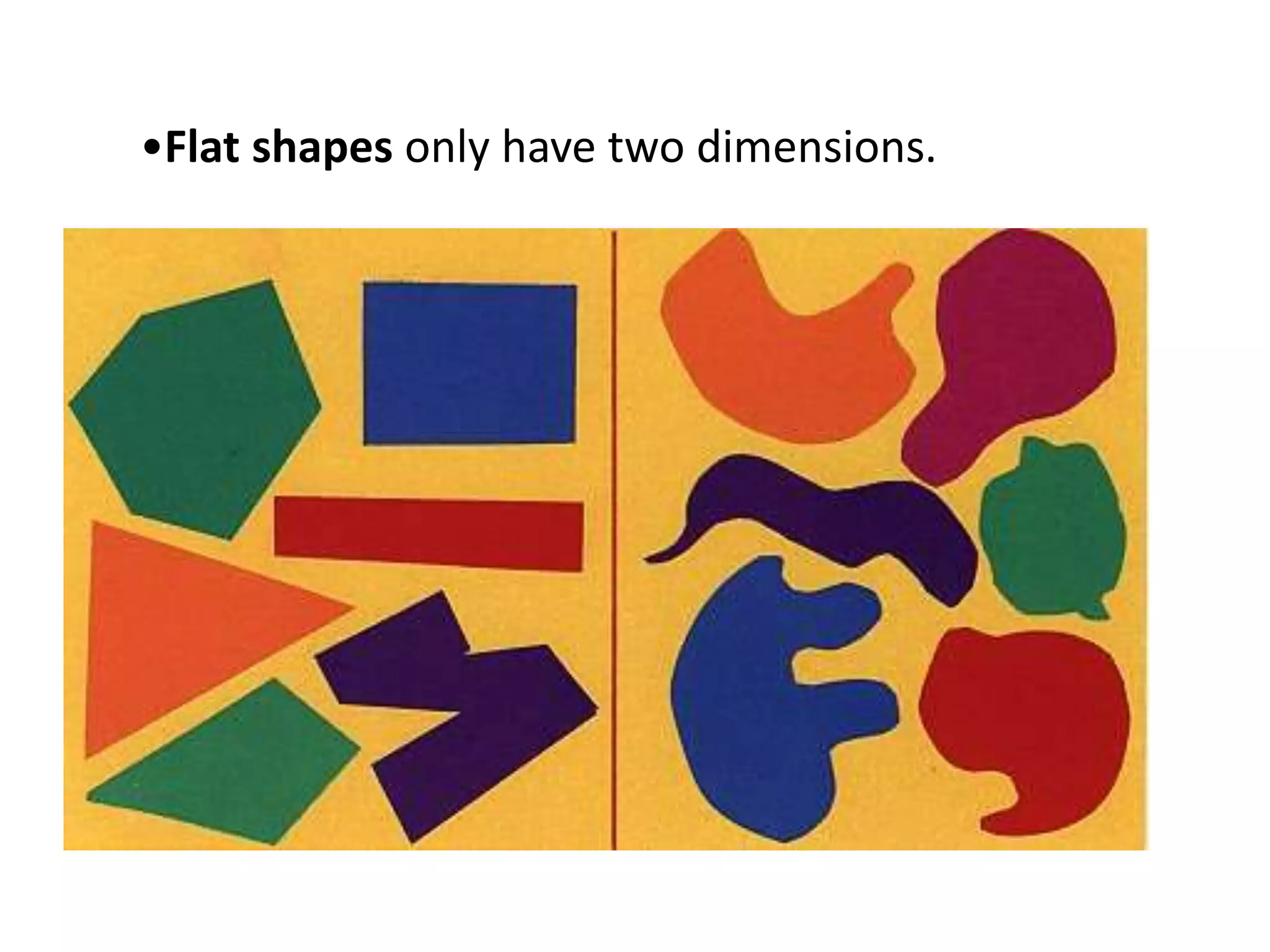 •Flat shapes only have two dimensions.
 