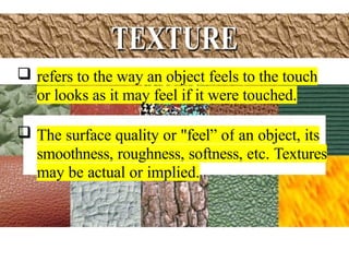 ELEMENTS OF ART - LESSON 2 The seven elements of art are line, shape ...