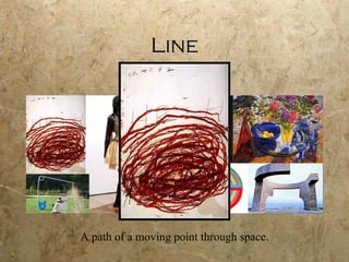 Line A path of a moving point through space. 