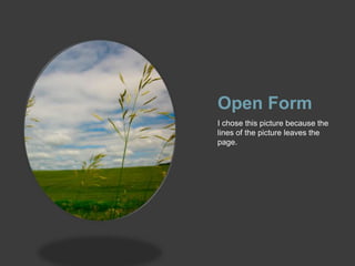 Open FormI chose this picture because the lines of the picture leaves the page.