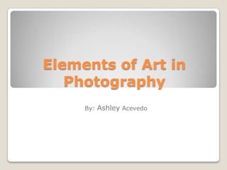 Elements of Art in
   Photography
     By: Ashley Acevedo
 