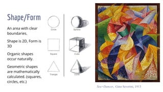 Shape Form Definition Elements of Art & Principles of Design Presentation | PPTX